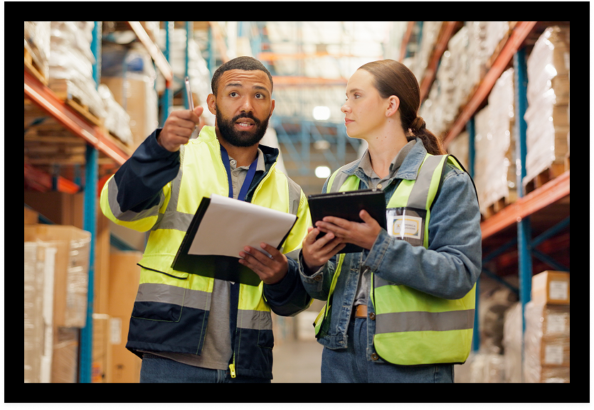 Warehouse team checking despatch schedules